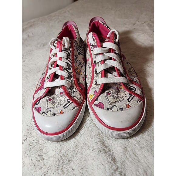 COACH Shoes Sneakers Womens 8 M Barrett‎ Poppy Pink Floral Script Designer Logo - Picture 7 of 11